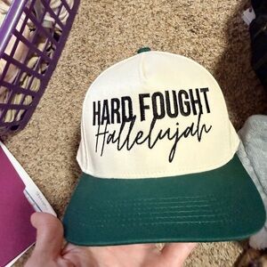 Hard Fought Hallelujah Green and White Cap